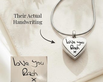 Ashes Necklace • Handwriting Urn Pendant • Silver, Gold or Rose • Personalised Cremation Jewellery • Memorial Gift For Her •
