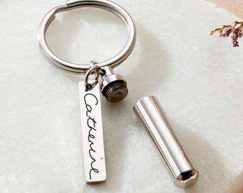 Handschrift Asche Schlüsselanhänger • Personalisierte Erinnerung Andenken • Gravur Geschenk • Geschenke für Ihn • Handgefertigt in Großbritannien