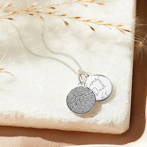 Duo Disc Fingerprint Necklace - Memorial & Remembrance Gift - Custom Bereavement Urn Jewellery - Special Keepsake - Fingerprint Necklace