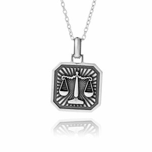 Sterling silver libra zodiac necklace - Star sign jewellery - Astrology necklace - Horoscope necklace
