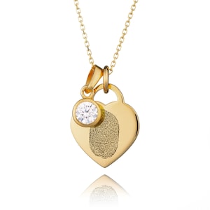Gold Birthstone Fingerprint Necklace - Cremation & Memorial Gift - Bereavement Remembrance Necklace - Special Keepsake - Gold Jewellery