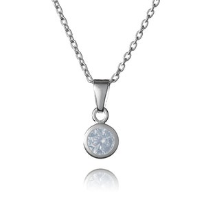 Sterling Silver April Birthstone Necklace - Birthstone Necklace - Diamond Necklace - April Birthday Gift