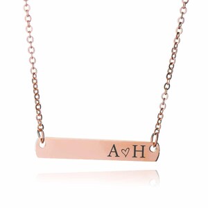 Collar con barra inicial de oro rosa: regalo conmemorativo, regalo de duelo, recuerdo especial