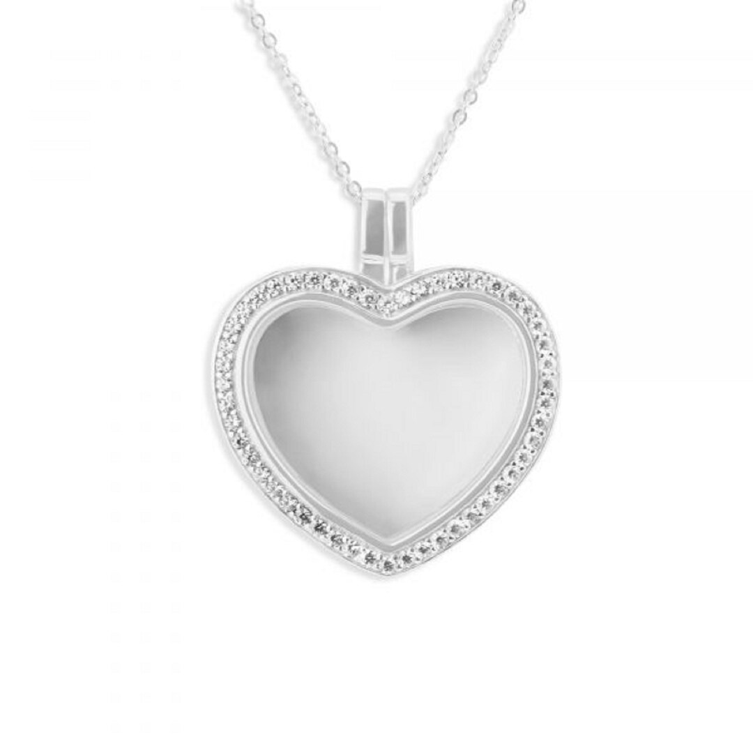 Large Heart Glass Locket Sterling Silver Cremation Ashes Locket ...