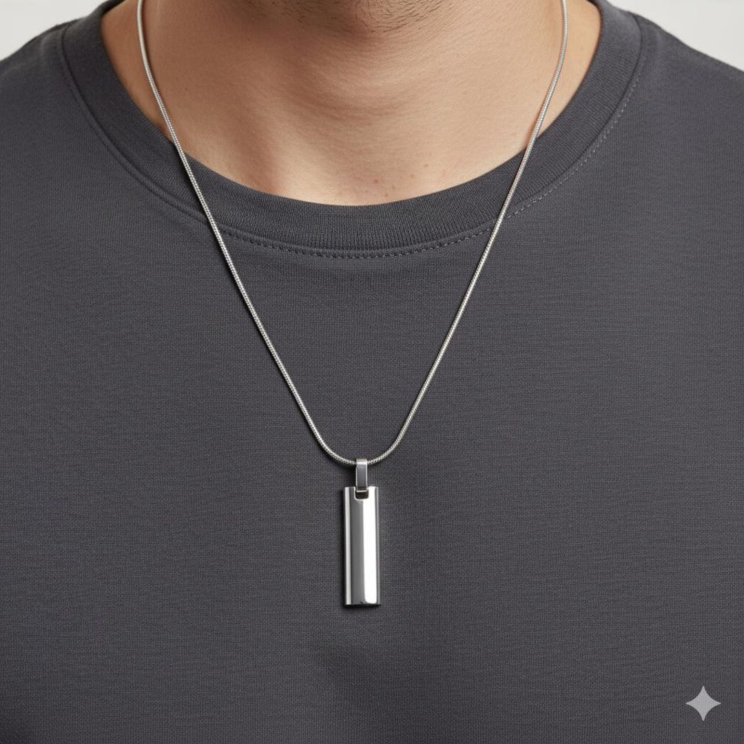 Collana Ciondolo Portaceneri In Acciaio Inox – Per Memoria Cremazione, Personalizzabile, Argento