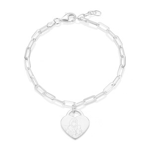 Silver Oval Clasp Illustration Bracelet - Gift for Her - Special Keepsake - Illustration Bracelet - Remembrance Jewelry - Delight & Elegant