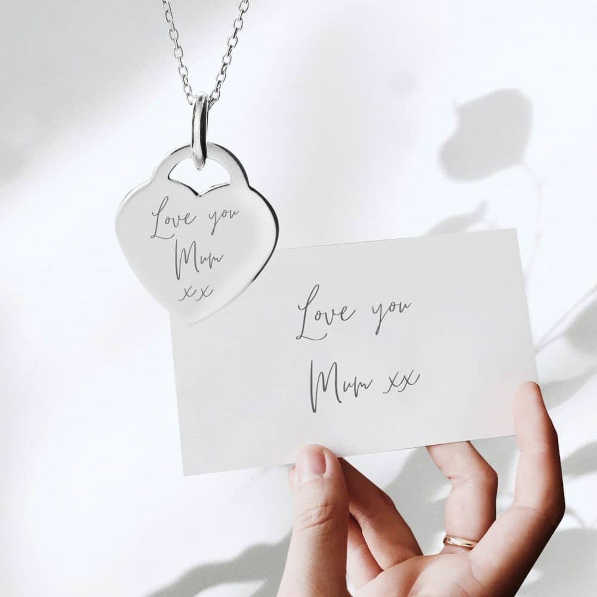 Sterling Silver Heart Handwriting Necklace Handwriting Jewellery