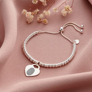 Silver Sweetie Fingerprint Bracelet - Cremation & Bereavement Gift - Remembrance Bracelet - Special Keepsake - Fingerprint Jewellery