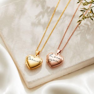 18ct Rose Gold Vermeil Handwriting Locket · Handwriting Jewellery · Personalised Locket · Memorial Gift · Engraved Locket · Photo Necklace