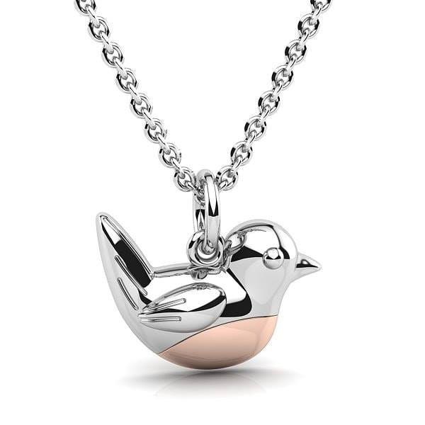 Sterling Silver & Rose Gold Robin Charm - When Robins Appear - Robin Red Breast