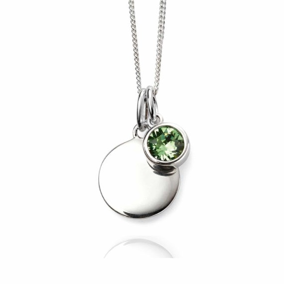 Personalised August Birthstone Pendant Necklace Silver Jewellery