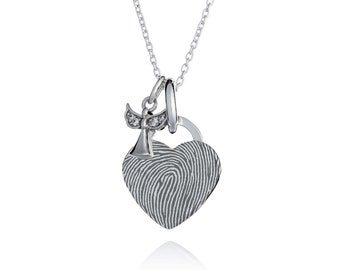 Angel Heart Fingerprint Necklace - Memorial & Remembrance Gift - Angel Heart Necklace - Custom Urn Bereavement Jewellery - Special Keepsake