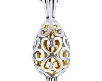 Gold Teardrop Caged Ashes Necklace • Cremation Urn Pendant • Memorial Keepsake Jewellery • Remembrance Gift for Loved One