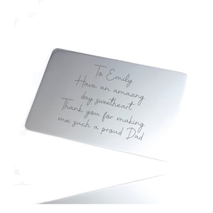 Carte portefeuille personnalisée avec écriture manuscrite · Cadeau commémoratif · Carte portefeuille avec écriture manuscrite · Cadeau pour la fête des pères · Cadeau pour lui · Carte portefeuille gravée