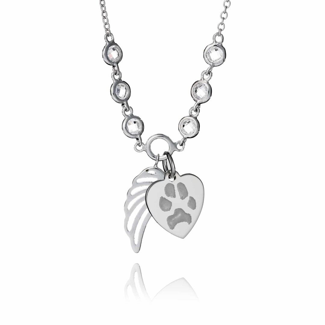Paw Print Angel Wing Necklace - Etsy