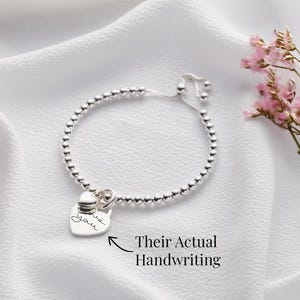 Duo Handwriting Bracelet | Sterling Silver | Engraved Memorial Keepsake | Adjustable 14 to 24cm | Personalised Christmas Gift