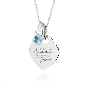 Mummy Belongs To Personalised Birthstone Necklace Sterling Silver • Birthstone Jewellery • Birthday Gift Ideas