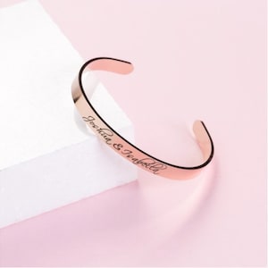 Personalised Bangle (Silver/Rose Gold) - Gift for her - Memorial Jewellery