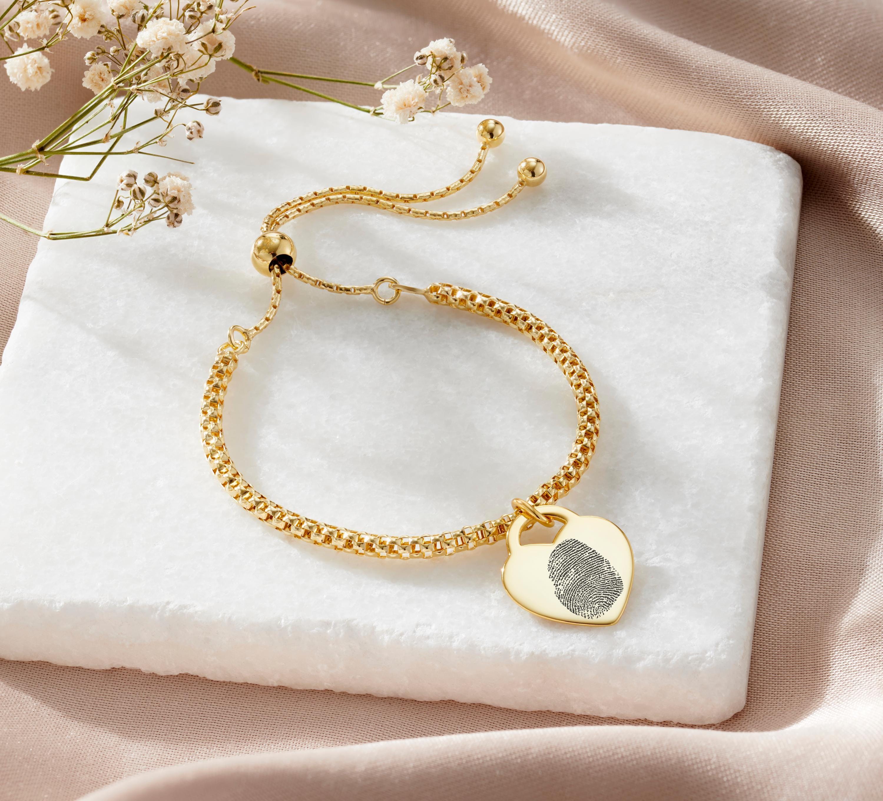 Gold Popcorn Fingerprint Bracelet * Memorial Jewellery * Bereavement Gift * Gifts For Her *