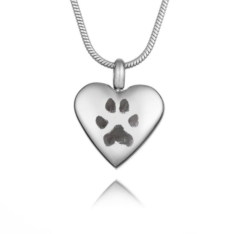 Paw Print Urn Necklace • Pet Cremation Jewellery • Ashes • Dog Memorial ...