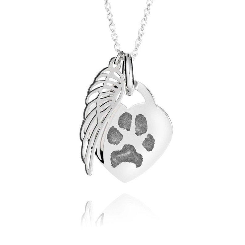 Angel Wing Paw Print Necklace • Personalised Pet Memorial Jewellery ...