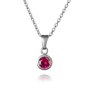 Sterling Silver July Birthstone Necklace - Birthstone Jewellery - Ruby Necklace - July Birthday Gift