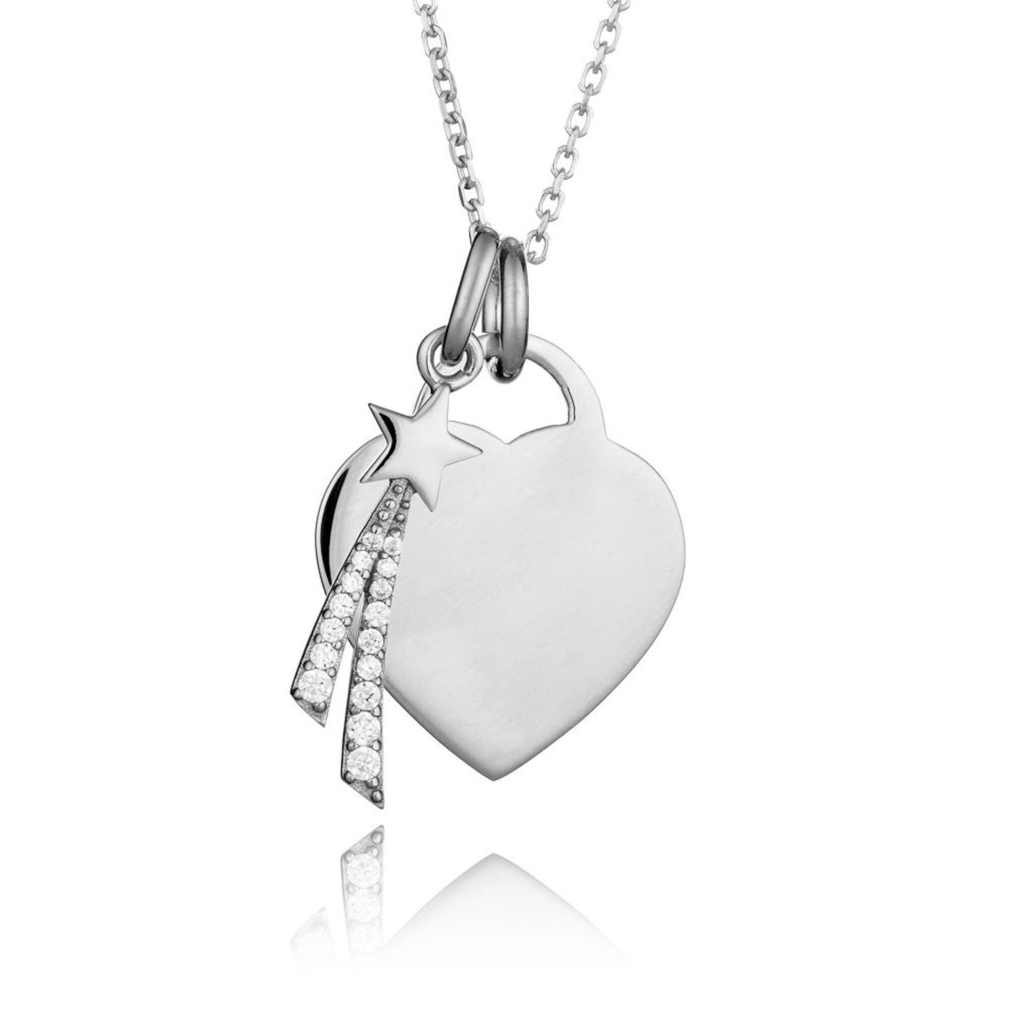 Shooting star blue heart pendant necklace sale