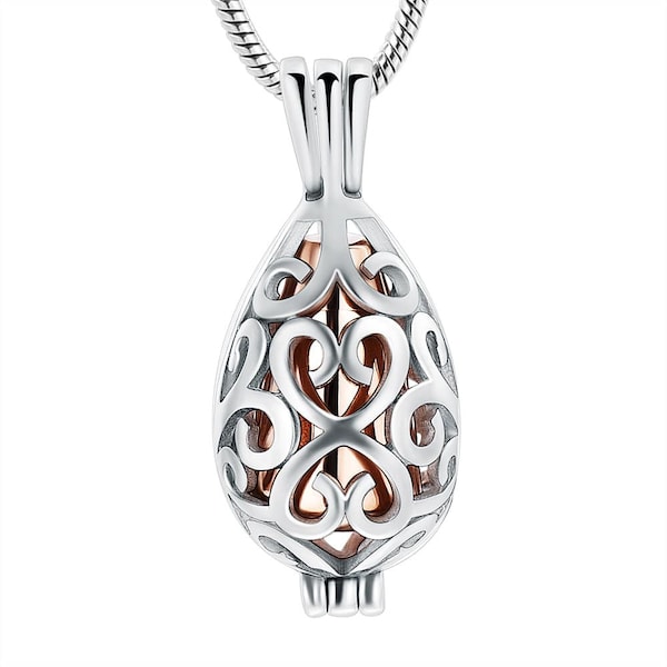 Rose Gold Teardrop Caged Ashes Necklace • Cremation Jewellery • Cremation Necklace • Ashes Jewellery • Urn Necklace • Memorial Gift