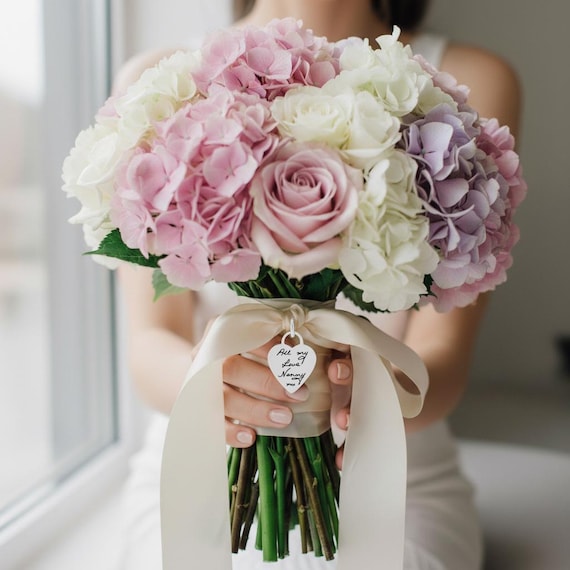 Wedding Bouquet Handwriting Charm • Personalised Bridal Keepsake • Engraved Memorial Gift • Bride To Be • Made by Inscripture •