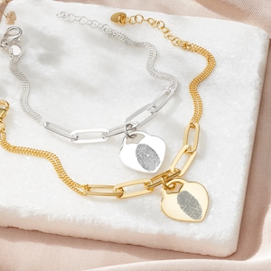 Silver Link Fingerprint Bracelet - Cremation & Bereavement Gift - Remembrance Bracelet - Special Keepsake - Fingerprint Jewellery