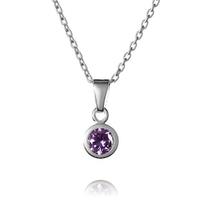 Sterling Silver February Birthstone Necklace - Birthstone Jewellery - Amethyst Necklace - February Birthday Gift