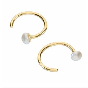 Pearl Micro Hoop Earrings (Rose Gold / Gold) - Memorial gift - Bereavement gift - Special Keepsake