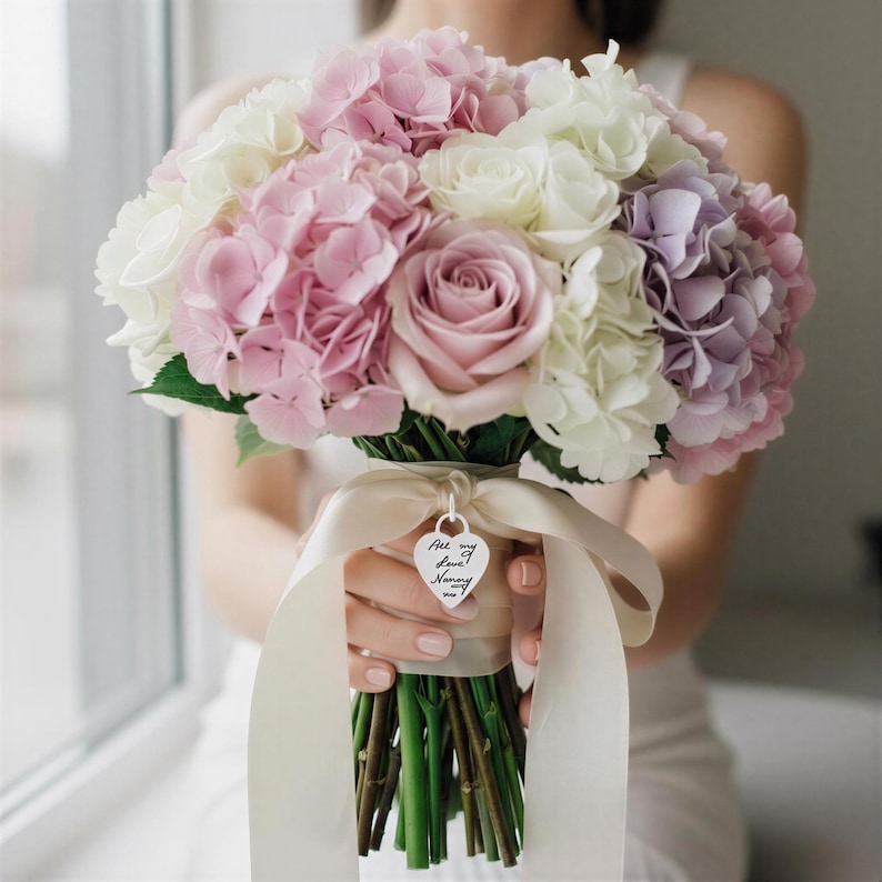 Handwriting Engraved Wedding Bouquet Charm - Wedding Gift - Bride To Be