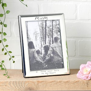 Fotolijst met handgeschreven tekst | Zilveren gegraveerde foto | Metaal 5 x 7 inch | Gepersonaliseerd herdenkingscadeau | Kerstherinnering