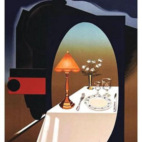 vintage Orient Express voiture-restaurant affiche de tourisme impression A4/A3