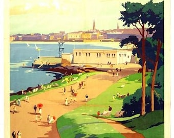 Vintage British Rail Bangor Northern Ireland Railway Poster A3/A4 Print