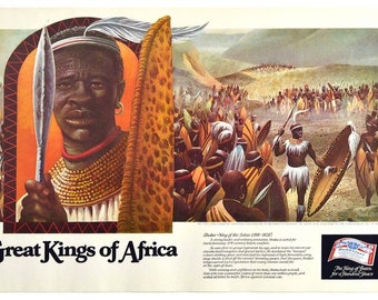 Vintage Budweiser Great Kings of Africa Shaka of The Zulus Poster Print A3/A4