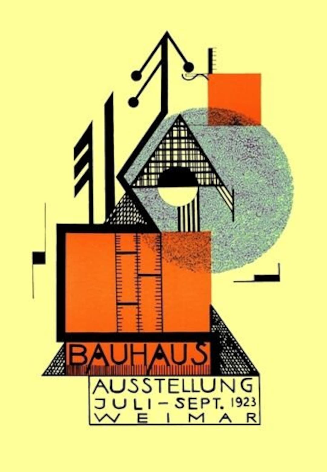 1923 German Weimar Bauhaus Art Exhibition Ausstellung V.2 A3 Poster Re
