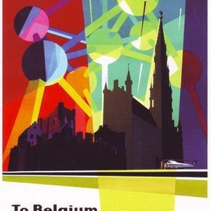 1950's sabena belgian airlines advertising poster a3 / a2 print