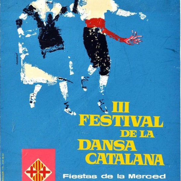 vintage 1961 Festival de danse catalane Tourisme Affiche Imprimer A3/A4