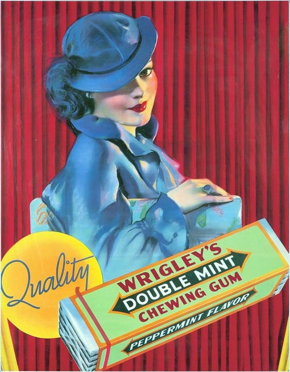 Wrigleys the flavour last Vintage Chewing gum Reproduction poster Wall art.