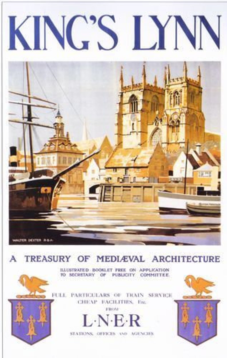 1930's Lner Kings Lynn Railway Poster A3 / A2 Print - Etsy