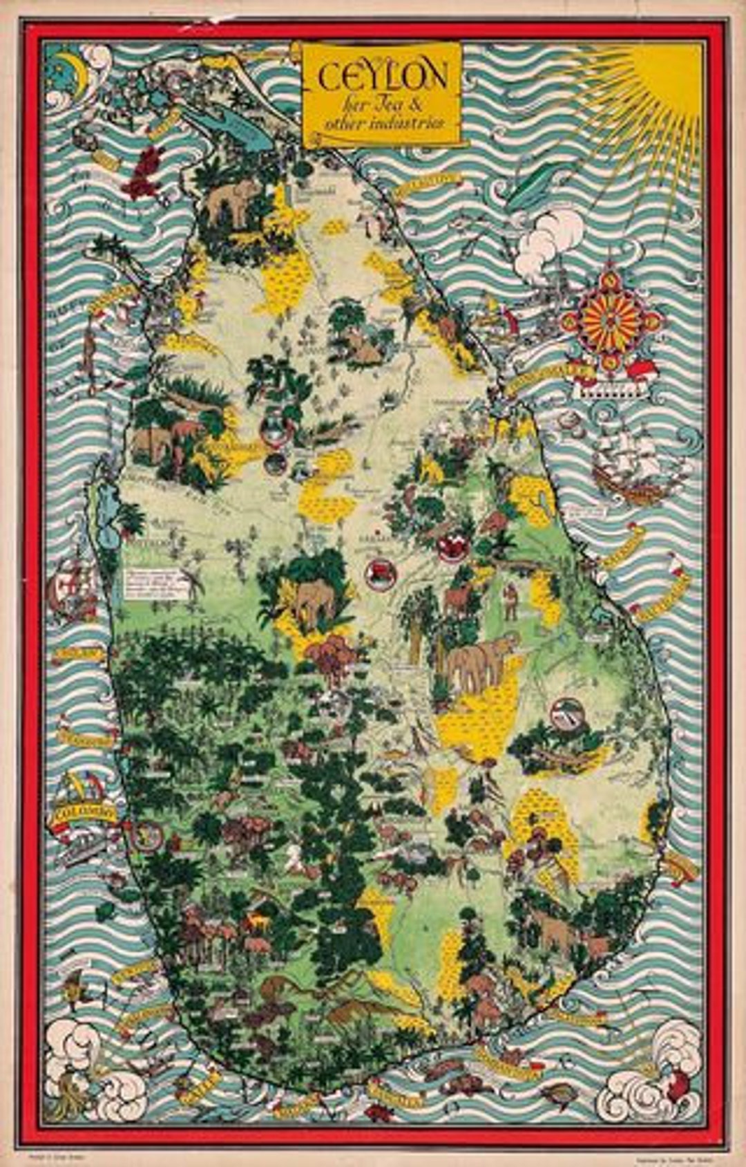 Vintage Tourist Map of Ceylon Sri Lanka Poster A3/A4 - Etsy