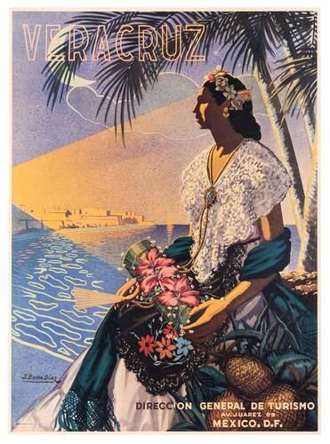 Vintage Vera Cruz Mexico Tourism Poster A4/A3 Print