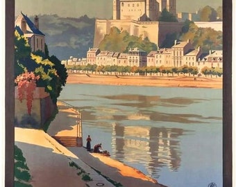 Vintage French Railways Chateau De Saumur Tourism Poster Print A3/A4