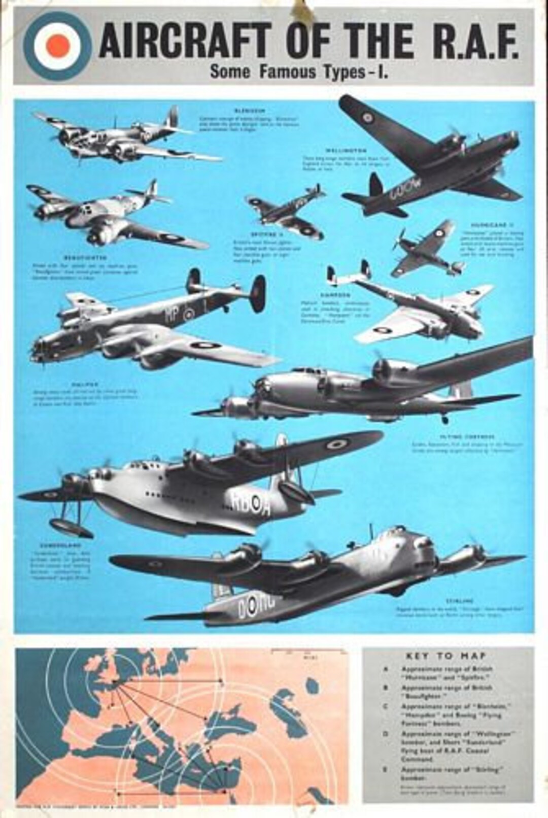 Vintage World War 2 Aircraft of the RAF Identification Poster Etsy