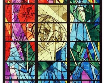 Poster vintage della mostra d'arte della cattedrale di Metz sulle finestre di Chagall A3/A4