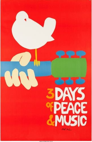 Vintage Woodstock 3 Days of Peace and Music Festival Poster