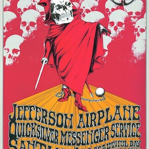 Vintage 1960 Jefferson Avión Concierto Cartel Impresión A3/A4