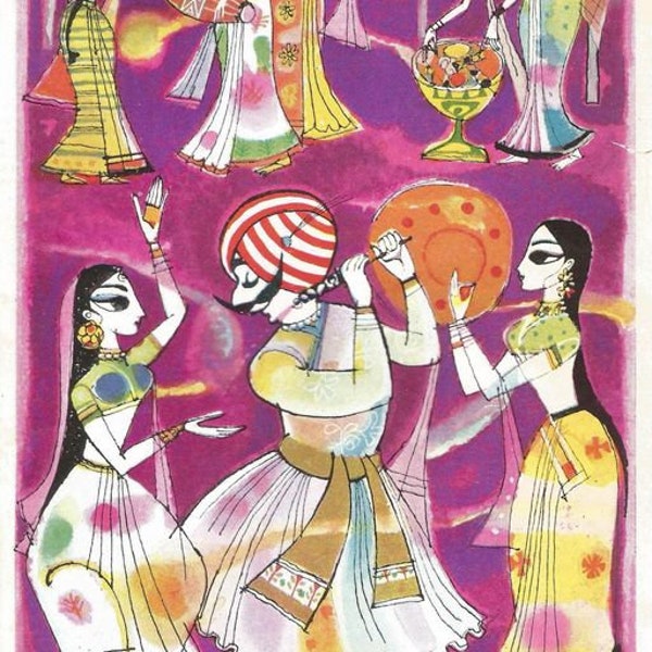 Vintage Air India Dancing Maharaja Poster Print A3/A4